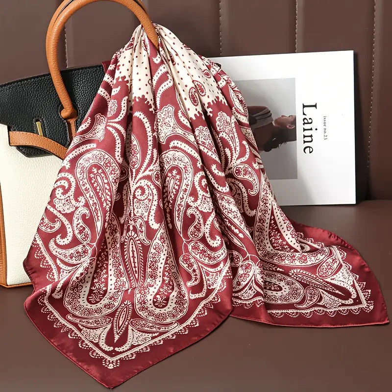 Women's Retro Printed Korean-Style Fashionable All-Match Professional Silk Scarf