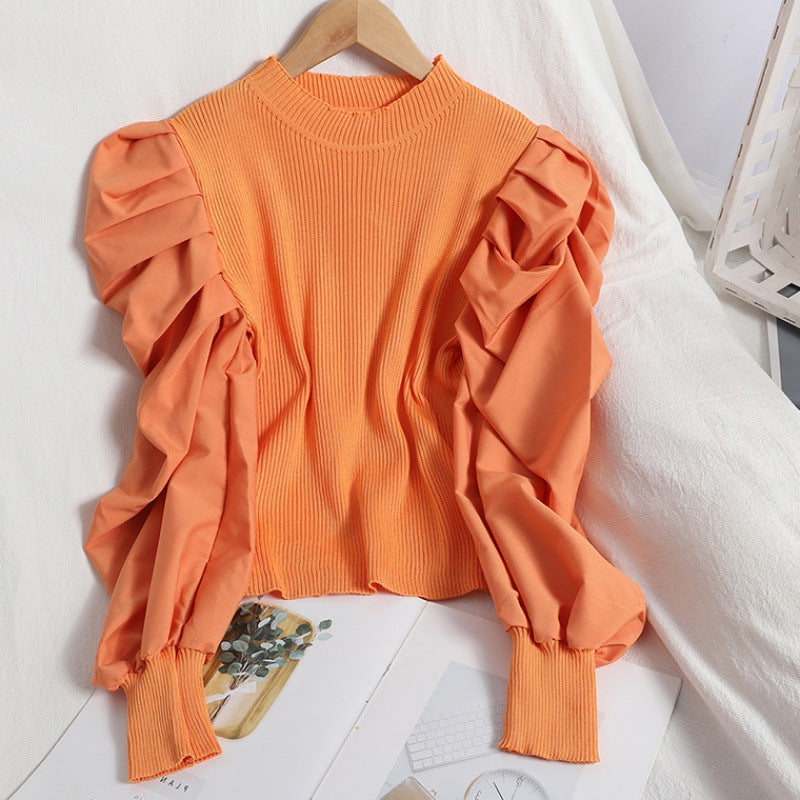 Camisa Feminina Estilo Francês com Manga Bufante