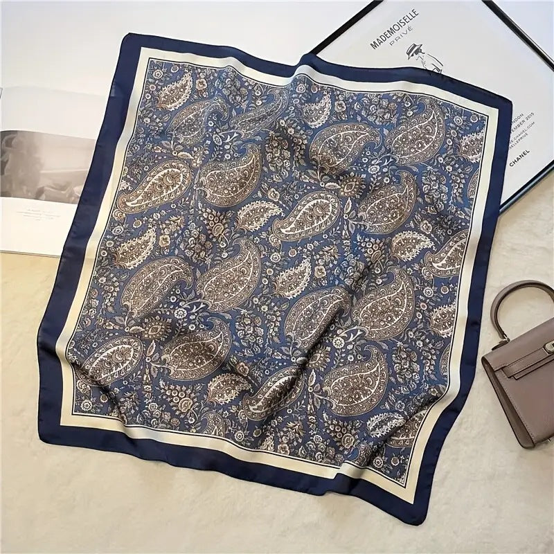 Women's Retro Printed Korean-Style Fashionable All-Match Professional Silk Scarf