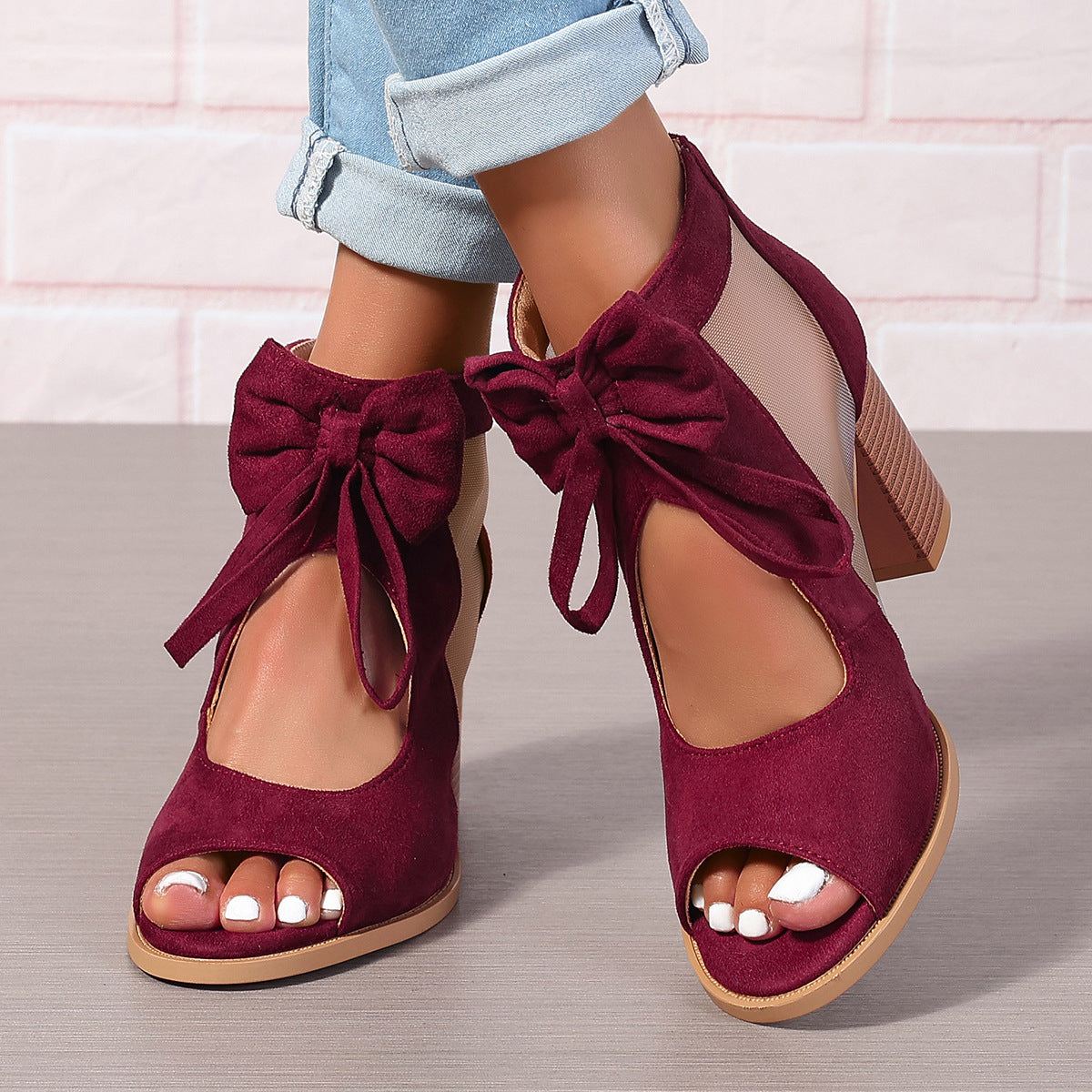 Sandália Platform Glam Bow – Salto Alto com Laço e Amarração
