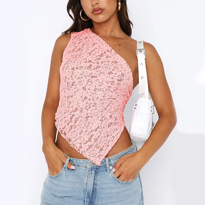 Top Feminino Assimétrico Lace Backless