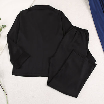 Pijama Feminino de Seda Pura em Cor Sólida