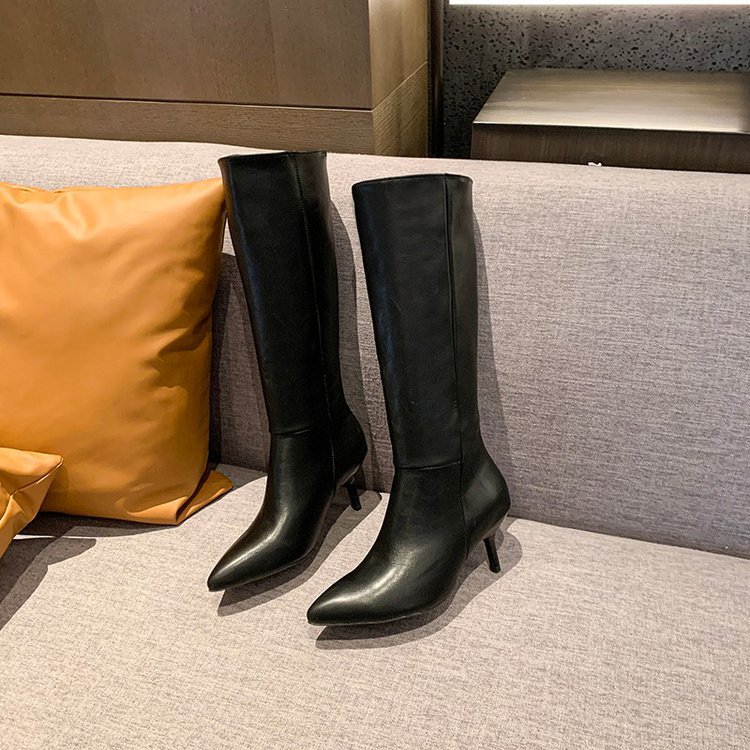 Pointed-toe Stiletto-heel PU Leather Over-the-knee Boots