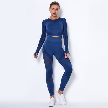Conjunto de Yoga Tricotado Seamless com Manga Longa