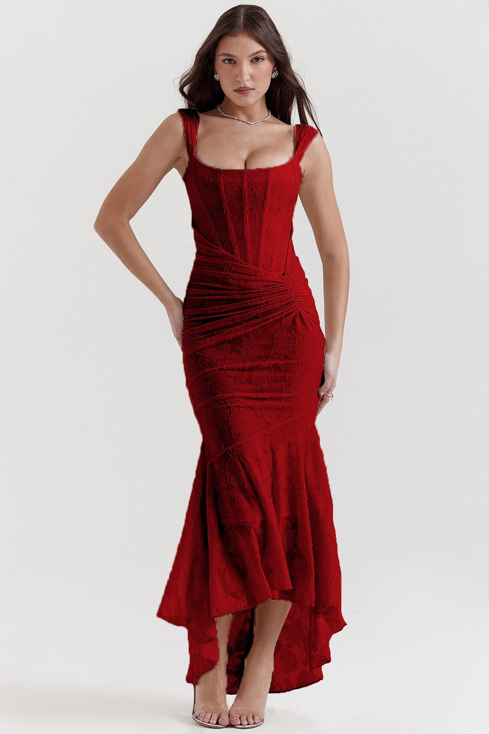 Vestido Longo Ombro a Ombro com Costas Abertas