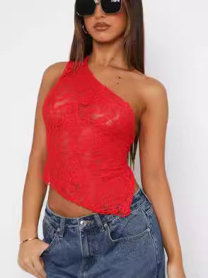 Top Feminino Assimétrico Lace Backless