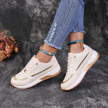 Tênis Flat Color-block com Bico Redondo e Amarração – Conforto Casual