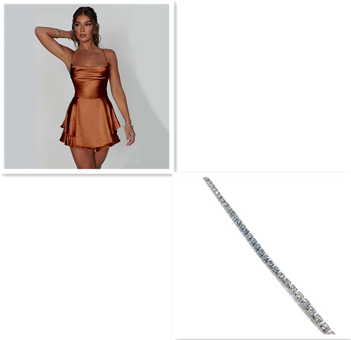 Vestido Curto Satin Alças Finas Costas Abertas