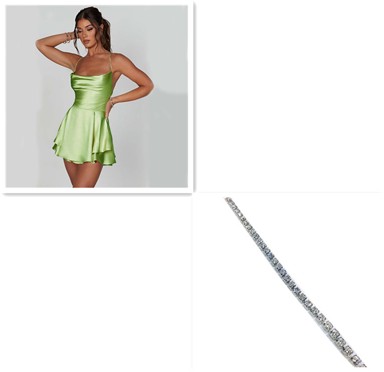 Vestido Curto Satin Alças Finas Costas Abertas