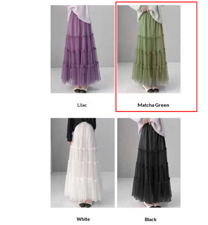 Saia Midi Puffy em Tule com Babados | Estilo Francês Sofisticado