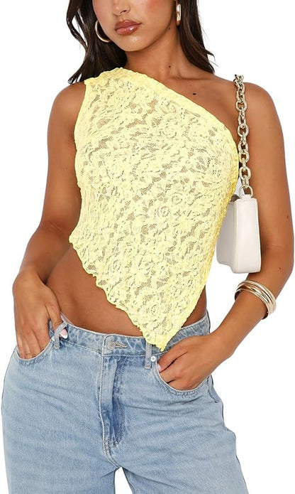 Top Feminino Assimétrico Lace Backless
