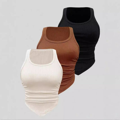 3 Regatas Feminina Frente Única com Elasticidade