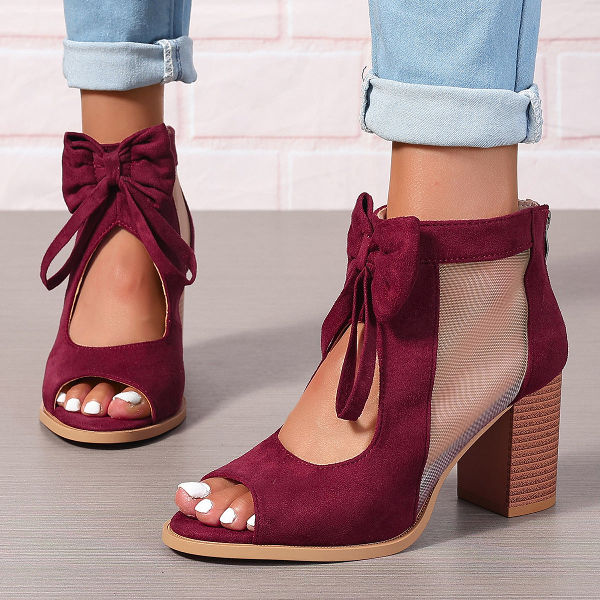 Sandália Platform Glam Bow – Salto Alto com Laço e Amarração