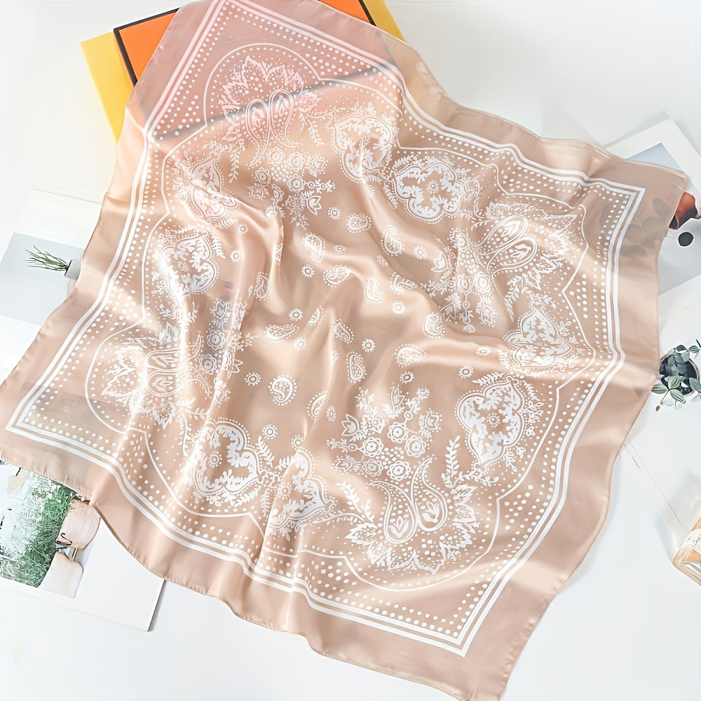 Women's Retro Printed Korean-Style Fashionable All-Match Professional Silk Scarf