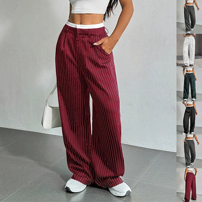 Calça Straight Listrada Urban Chic – Cintura Alta com Corte Reto