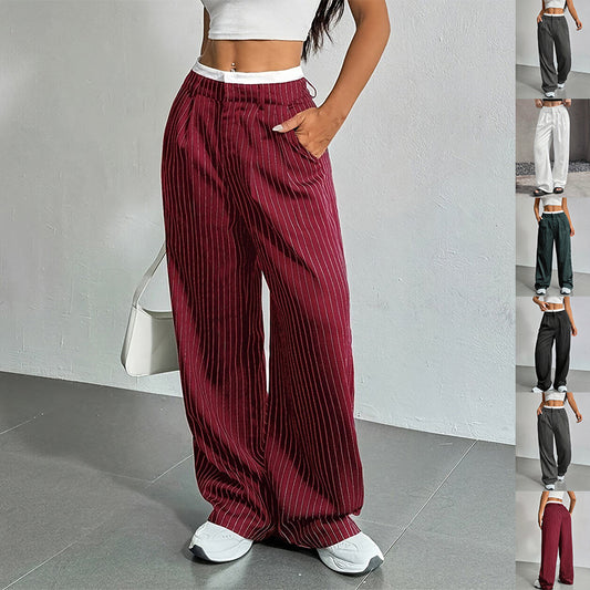 Calça Straight Listrada Urban Chic – Cintura Alta com Corte Reto
