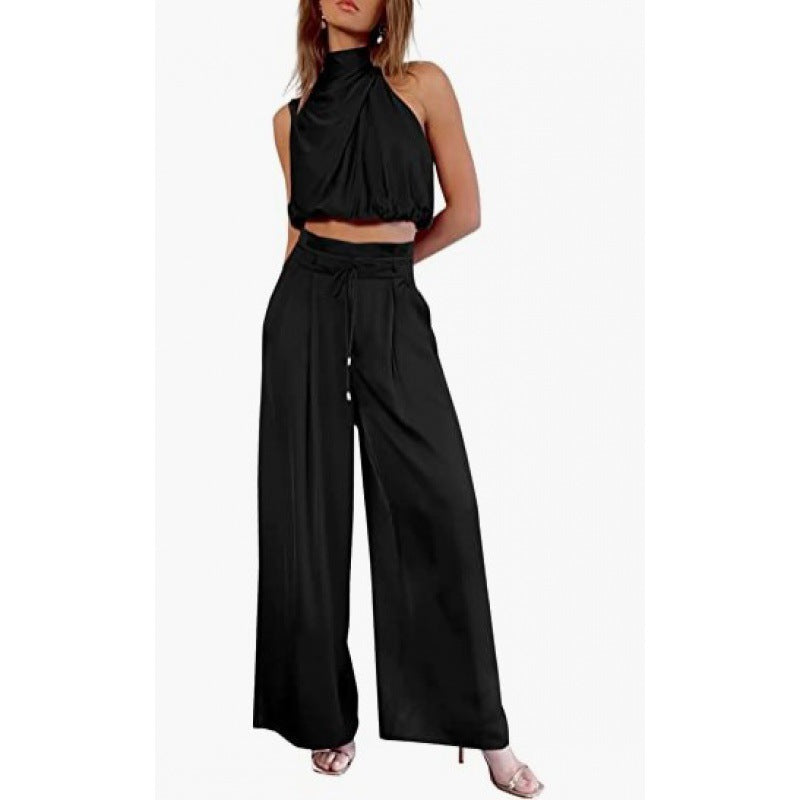 Conjunto Feminino Verão Cropped e Calça Wide Leg