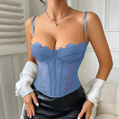 Top Corset Lace Elegance – Alças Finas com Costas Abertas