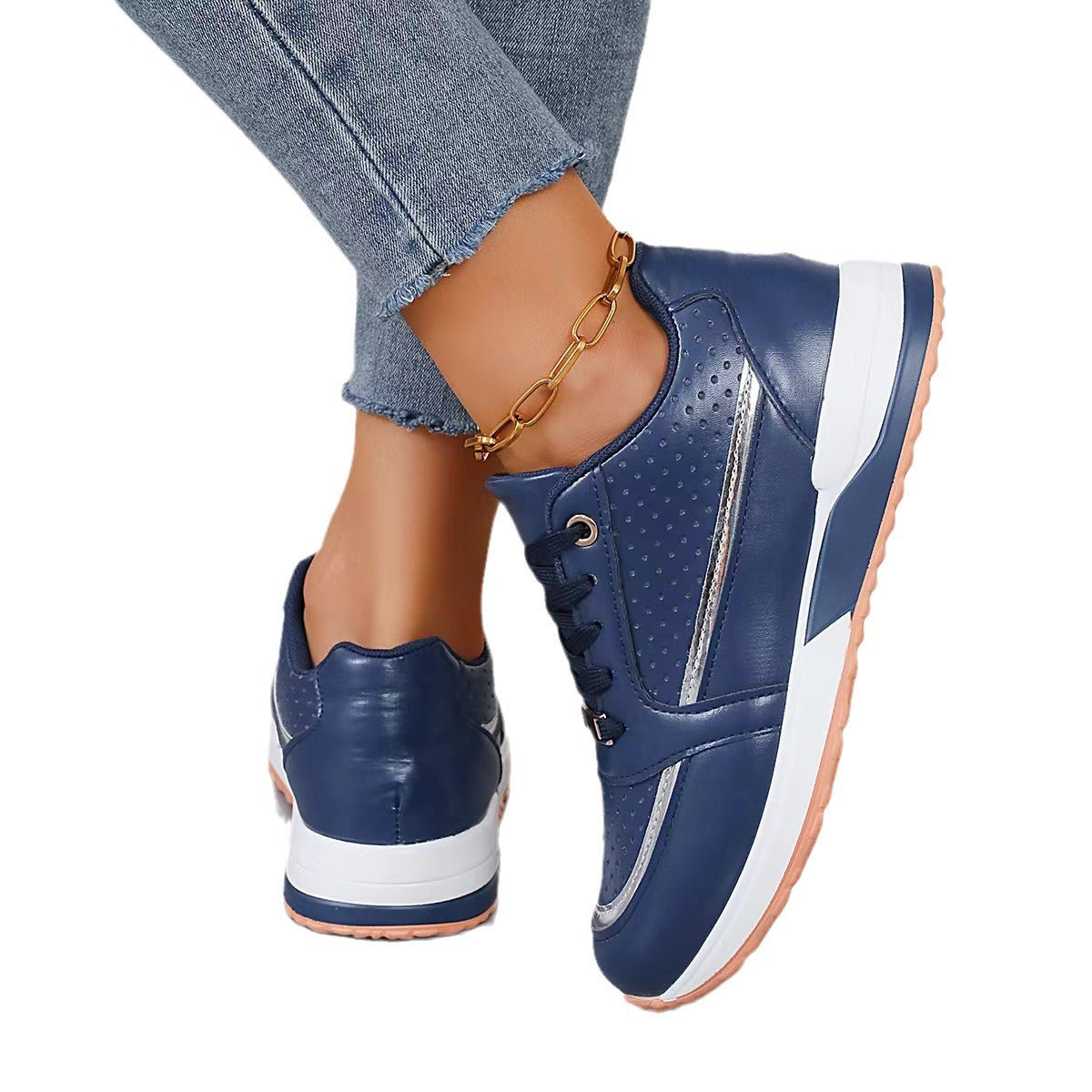 Tênis Flat Color-block com Bico Redondo e Amarração – Conforto Casual