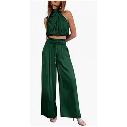 Conjunto Feminino Verão Cropped e Calça Wide Leg