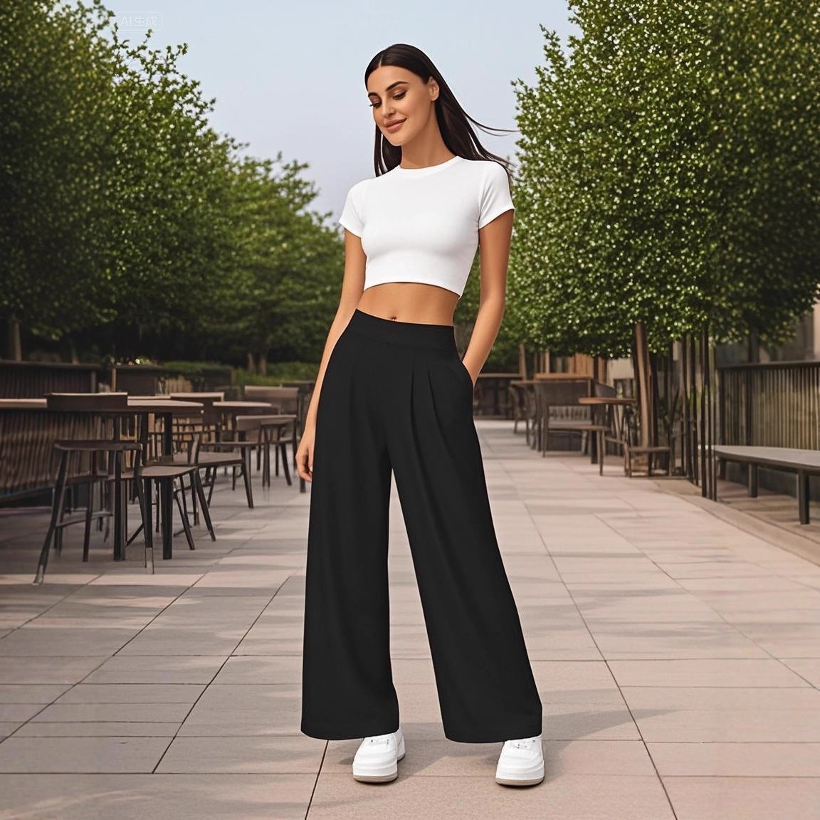 Elegant Professional-style High-waisted Straight-leg Pants