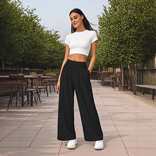 Elegant Professional-style High-waisted Straight-leg Pants