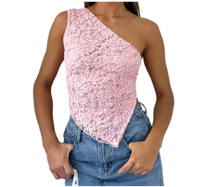 Top Feminino Assimétrico Lace Backless