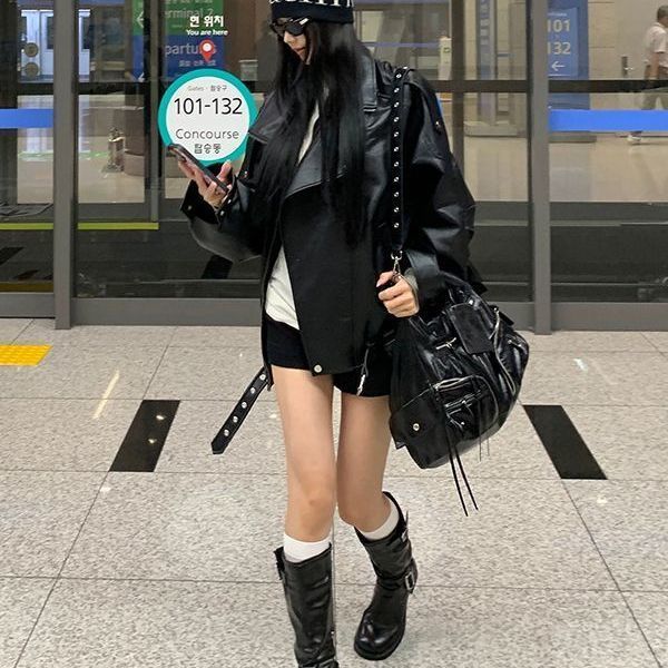 Jaqueta Biker Feminina de Couro Sintético