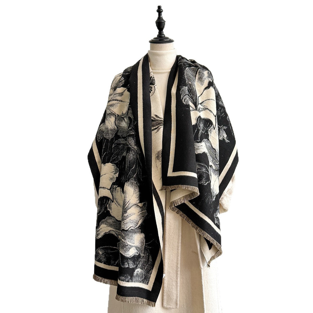 Womens Elegant Faux Cashmere Neck Warmer Versatile Warm And Thick Shawl