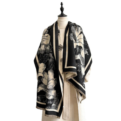 Womens Elegant Faux Cashmere Neck Warmer Versatile Warm And Thick Shawl