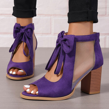 Sandália Platform Glam Bow – Salto Alto com Laço e Amarração