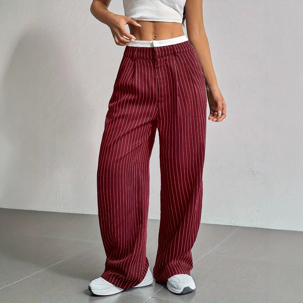 Calça Straight Listrada Urban Chic – Cintura Alta com Corte Reto