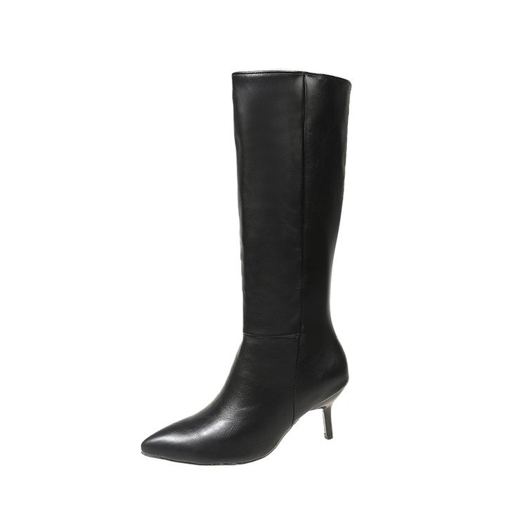 Pointed-toe Stiletto-heel PU Leather Over-the-knee Boots