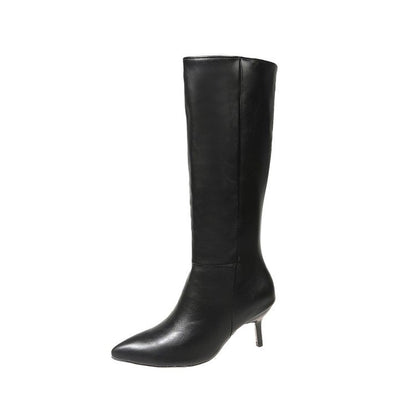 Pointed-toe Stiletto-heel PU Leather Over-the-knee Boots