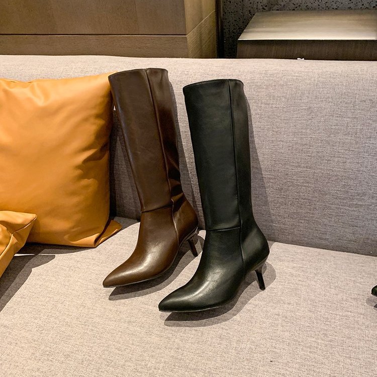 Pointed-toe Stiletto-heel PU Leather Over-the-knee Boots