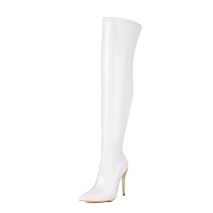 European And American-style Patent Leather Over-the-knee High Heels
