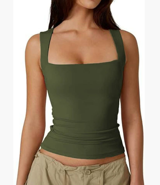 Regata Feminina Slim com Decote Quadrado