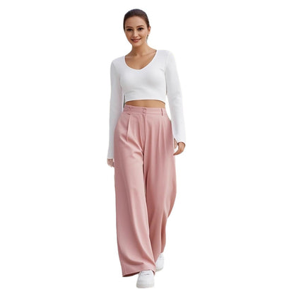 Elegant Professional-style High-waisted Straight-leg Pants