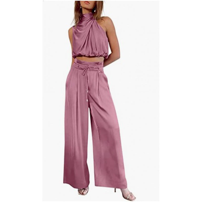 Conjunto Feminino Verão Cropped e Calça Wide Leg